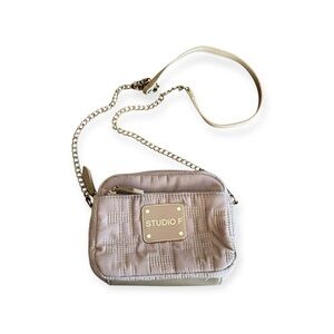 Studio F crossbody purse beige 7.5 x 6" 22" strap length